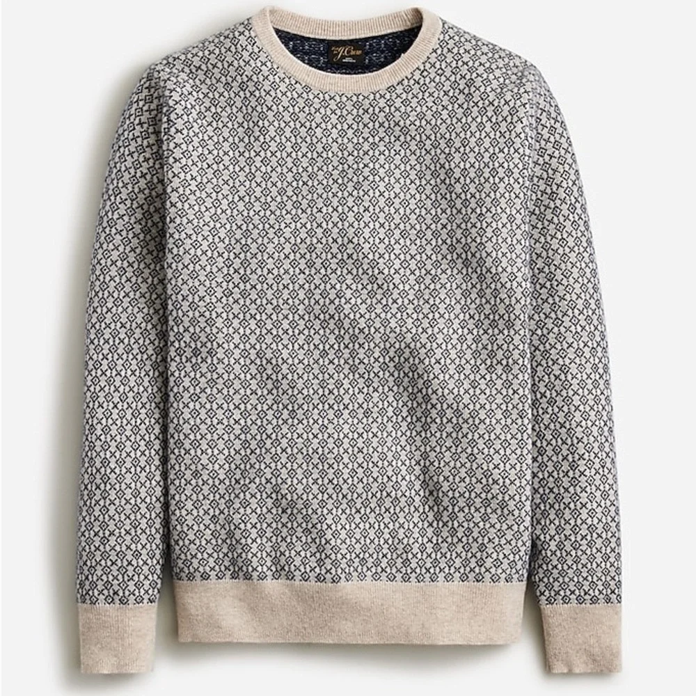 J Crew Cashmere jacquard crewneck sweater BM093